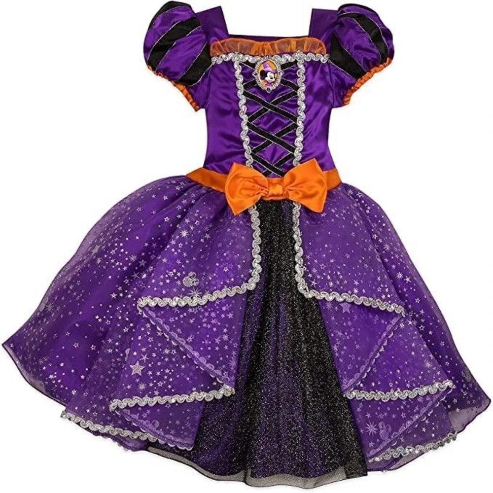 NWT Disney Store Minnie Mouse Purple Witch Costume Dress Sz 7/8